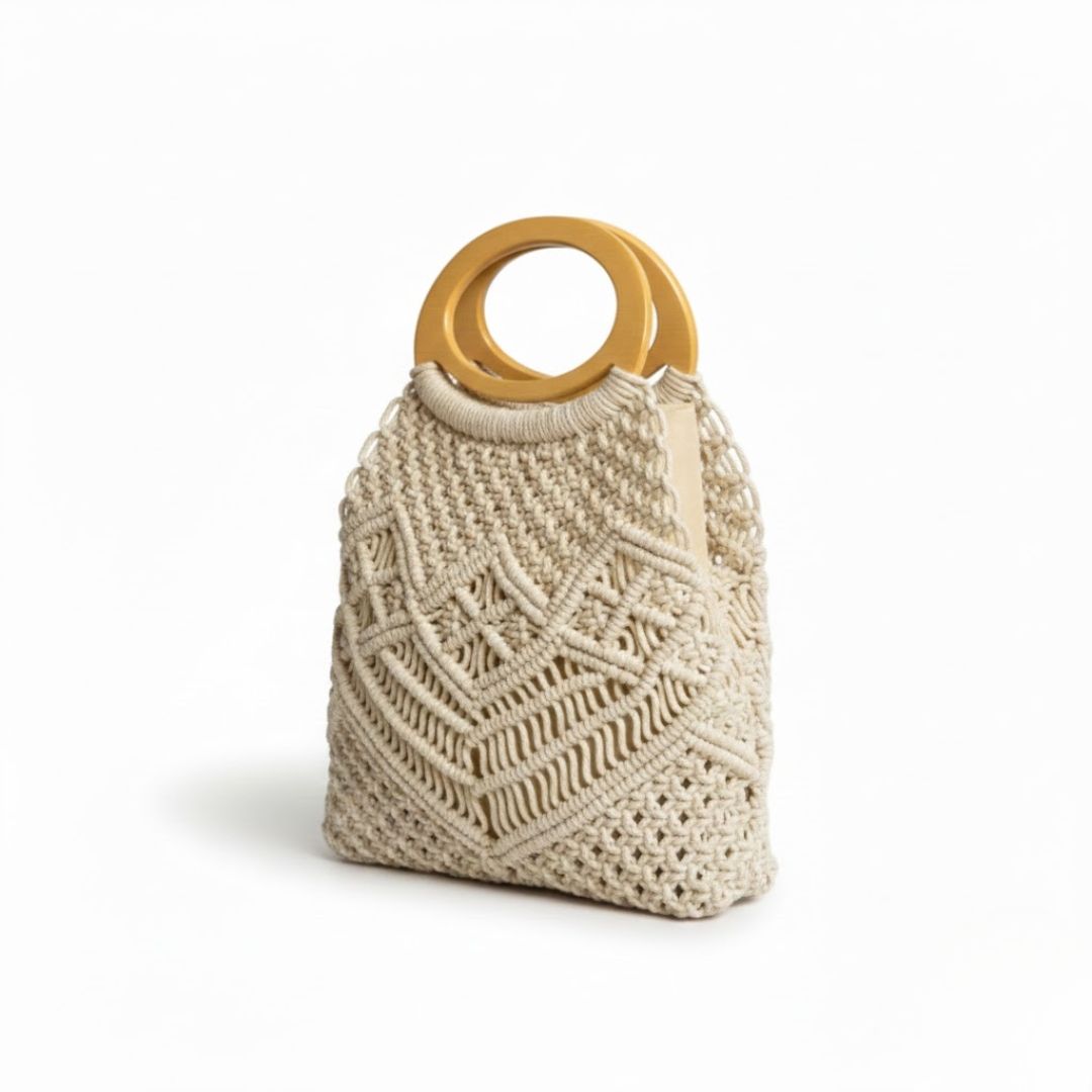 Knotted Macrame Pine Tote for Sustainable Fashion